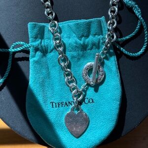 VINTAGE Tiffany & Co Blank Heart Toggle Necklace